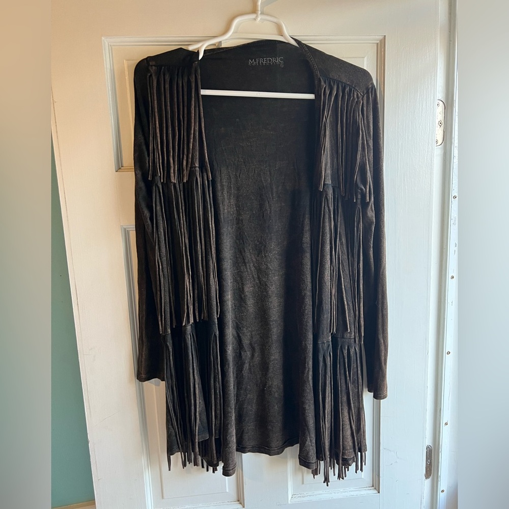Women’s M. Fredric Boho Fringe Brown Brown Sweater